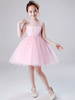 Robes de fille de fleur col rond en dentelle Sans manches Longueur au genou Robe de Princesse Silhouette Brodé