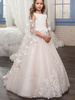 Robes de fille de fleur col rond sans manches en tulle Robe d\