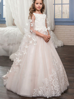 Robes de fille de fleur col rond sans manches en tulle Robe d\