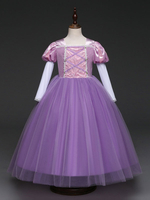 Robes De Fille De Fleur Lilas Une Ligne Manches Courtes Filles Rapunzel Costume Cosplay Disney Enfants Déguisements Noël