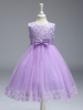 Robes de fille de fleur lilas violet dentelle ruban de tulle arcs enfants robe de soirée tutu