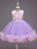 Robes de fille de fleur rose col bijou mélange de coton sans manches longueur au genou princesse silhouette paillettes formelle enfants robes de reconstitution historique