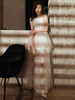Robes de fête danniversaire robe longue de bal semi-formelle en dentelle blanche