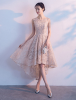 Robes de Graduation courtes nue en dentelle 2021 robe de bal décolletée sans manches Robe de cocktail