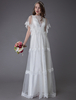 Robes De Mariée 2021 Boho Dentelle Ivoire Manches Courtes Été Plage Robes De Mariée 2021