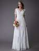 Robes De Mariée 2021 Boho Dentelle Mousseline Manches Courtes Robe Maxi Plage Robes de mariage