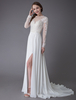 Robes De Mariée 2021 Manches Longues En Mousseline De Soie Sexy Haute Split Robes De Mariée 2021 D