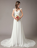 Robes De Mariée 2021 Plage Dentelle Ivoire Mousseline De Soie Perles Fleurs Robe De Mariée D