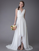 Robes De Mariée 2021 Plage En Mousseline De Soie Col En V Taille Haute Basse Robe De Mariée D