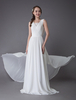 Robes De Mariée 2021 Plage En Mousseline De Soie Ivoire Col En V Manteau Dos Été Robes De Mariée 2021 De Plage