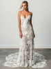 Robes de mariée avec train sirène sans manches en dentelle col en V robes de mariée personnalisation gratuite