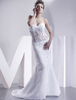 Robes de mariée blanche bretelles sirène robe de mariée en dentelle Applique chérie décolleté trompette Illusion train robe de mariée