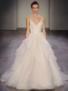Robes de mariée blanches en ligne avec train sans manches en dentelle dos nu à col en V Robes de mariée