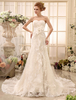 Robes de mariée bretelles en dentelle robe de mariée chérie décolleté fleurs plissées en cascade volants train robe de mariée Milanoo