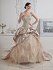 Robes de mariée Champagne bretelles robe de bal paillettes perles ruché chérie robe de mariage cou tribunal