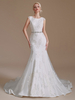 Robes de mariée col bijou taille naturelle dentelle avec train robes de mariée
