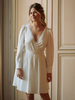 Robes de mariée Col en V Manches longues A-ligne Longueur genou Robes de mariée