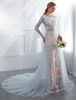 Robes de mariée colorées Robe de mariée à manches longues en dentelle bleue bébé avec train