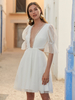 Robes de mariée courtes Col en V Demi-manches Robe de mariée courte courte