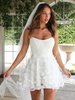 Robes de mariée courtes courtes sans bretelles sans manches A-Line taille naturelle robes de mariée en dentelle