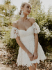 Robes de mariée courtes Épaules dénudées Manches courtes Robes de mariée courtes