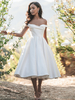 Robes de mariée courtes Épaules dénudées Sans manches Robes de mariée courtes longueur thé