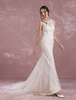Robes de mariée dété 2021 Champagne Mermaid Tulle Robe de mariée Robe de mariée à la mariée Sweetheart Illusion Robe de mariée avec train