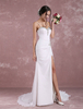 Robes de mariée dété 2021 Mermaid Beach Robe de mariée High Split Sweetheart Beading Strap spaghetti plissé Robe de mariée avec train