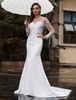 Robes de mariée de mariée goûts bijou manches longues manches en décolleté en décolleté de lacets de lacette