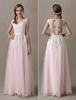 Robes de Mariée Dentelle Rose Doux Applique Tulle Summer Beach Robe De Mariée Sash Illusion Étage Longueur Robe De Mariage De Couleur