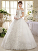 Robes de Mariée En Dentelle De Fleur Épaules Nus Perle Faux Robe De Princesse Jupe Large Robe De Mariage 2021