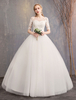 Robes de Mariée En Dentelle Manches Mi-Longue Jupe Large Robe de Mariage 2021