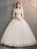 Robes de mariée en tulle Ivoire Illusion Decollete Demi Manches Longueur au sol Princesse Robe de mariée
