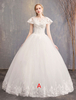 Robes de mariée en tulle Ivoire Jewel Lace Applique manches courtes Princesse Robe de mariée