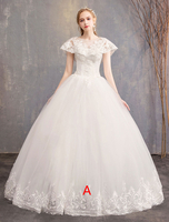 Robes de mariée en tulle Ivoire Jewel Lace Applique manches courtes Princesse Robe de mariée