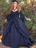 Robes de mariée gothiques noires polyester A-ligne manches 3/4 longueur dentelle naturelle avec train robe de mariée