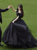 Robes de mariée gothiques princesse silhouette sans manches fleurs tulle longueur au sol robe de mariée
