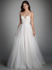 Robes de mariée ivoire A-ligne avec train sans manches dos nu Tulle dentelle col en V longues robes de mariée