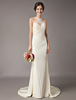 Robes de mariée ivoire dentelle sans manche illusion gaine colonne robes de mariée avec train