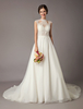 Robes de mariée ivoire dentelle tulle sequin illusion perles train chapelle robes de mariée