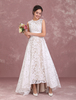 Robes de mariée ivoire en dentelle jupe haut-bas plissée robe de mariage