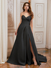 Robes de mariée loyales noires robe de mariée trapèze sans manches en tissu satiné
