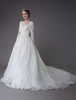 Robes de mariée manches longues dentelle sequin appliques robes de mariée illusion avec train