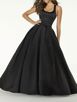 Robes de mariée noire Polyester A-Line sans manches Naturelle Taille Naturelle Robe de mariée au sol