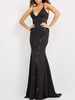 Robes de mariée noires Polyester sirène sans manches dos nu taille naturelle dentelle avec train robe de mariée
