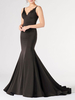Robes de mariée noires Polyester sirène sans manches taille naturelle dos nu fermeture éclair dentelle avec train robe de mariée