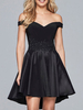 Robes de mariée noires Polyester Une ligne sans manches Taille naturelle Dentelle Robe de mariée courte