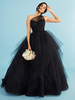 Robes de mariée noires Robe de mariée en tulle sans manches A-ligne