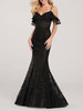 Robes de mariée noires sirène sans manches dos nu à lacets en polyester avec train robe de mariée en dentelle