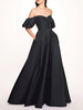 Robes de mariée noires Taffetas courte taille naturelle longueur au sol robe de mariée